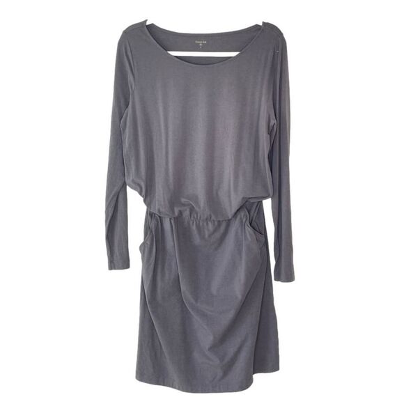 Garnet Hill Gray Cotton Stretch Wide Neck Pullover Dress Jumper  M #05 - Picture 1 of 9